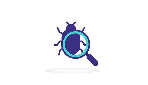 Bug software icon representing debugging and code analysis process.