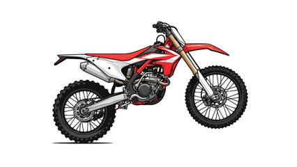 Fototapeta premium Red and white dirt bike isolated on white background.