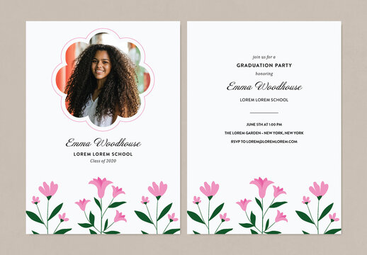 Floral Graduation Annoucement with Photo