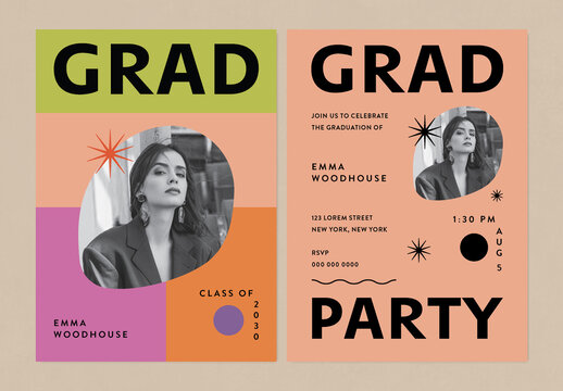 Retro Playful Graduation Invitation and Annoucement