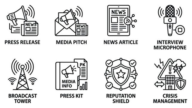Public relations and crisis management communication tools press release media pitch news article.