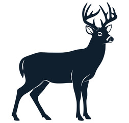 Obraz premium Deer with large antlers standing profile view isolated on white background