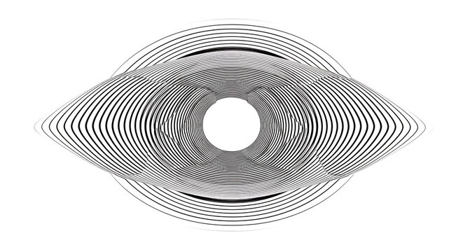 Abstract concentric black and white interference pattern wave graphic with abstract interference monochrome geometric background wavefront minimalist monochromatic structure mathematics