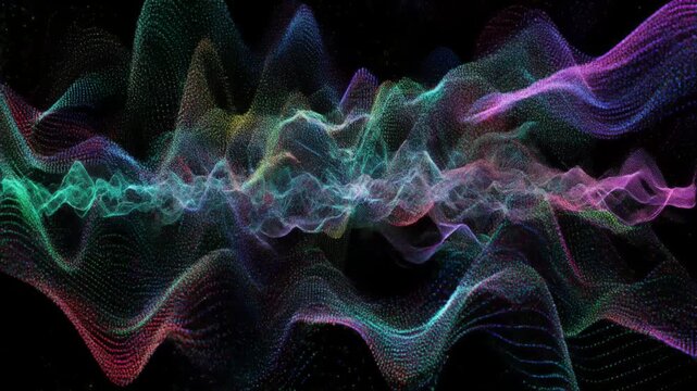 波形と粒子が躍動する音楽演出向け抽象テクスチャ