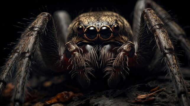 A photo of a wolf spider's hairy legs