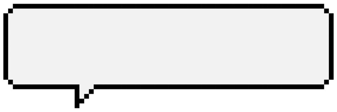 Blank pixel art speech bubble, 8-bit retro video game dialogue box isolated