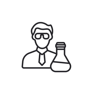 scientist teacher icons outline and Flat Style,transparent background