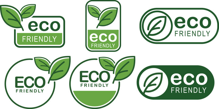 Eco friendly icon set, ecological food stamps, natural organic food labels, eco-conscious vector illustrations,