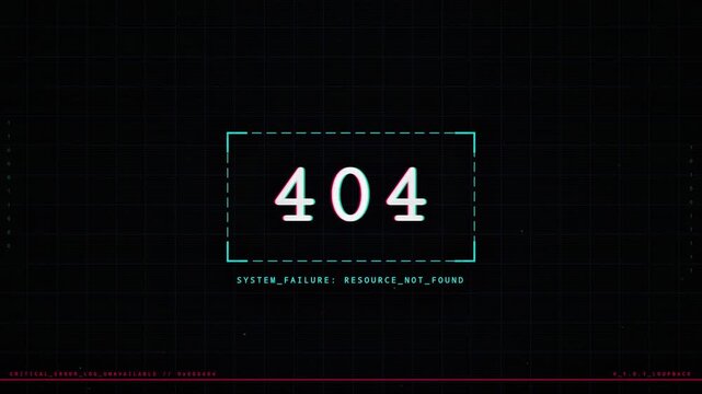 Animated 404 Error Glitch Digital HUD Screen Loop