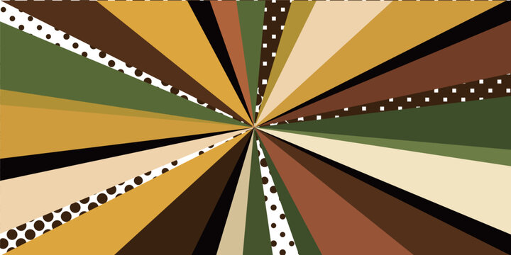 Retro Style Sunburst Background With Polka Dots Pattern
