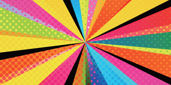 Vibrant Colorful Comic Style Bursting Radial Background Illustration