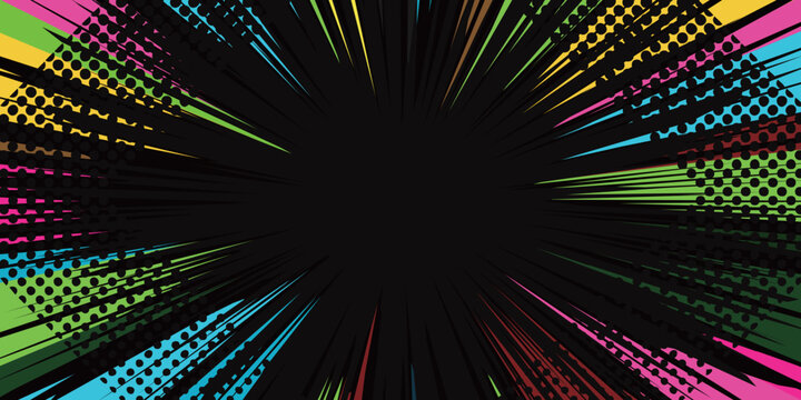 Vibrant Colorful Comic Style Radial Speed Line Background