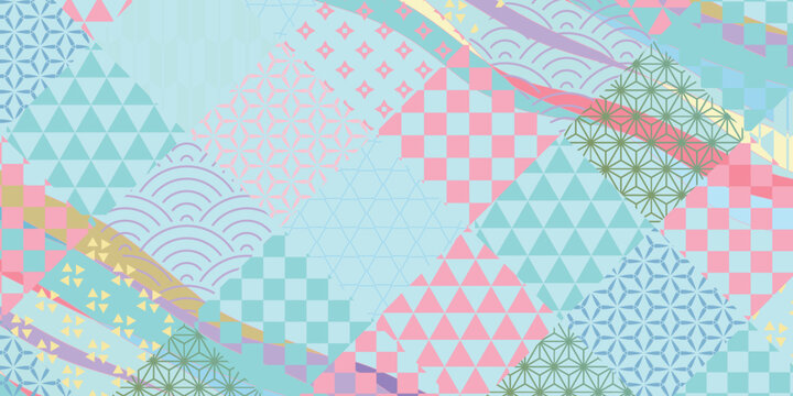 Pastel Japanese Pattern Geometric Wallpaper Background