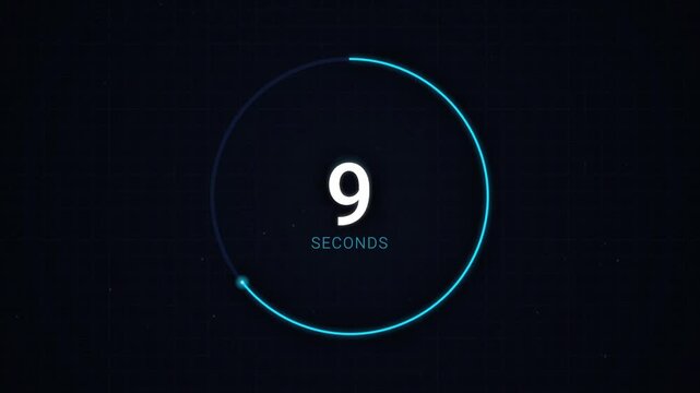 Futuristic Digital Countdown Timer 14 to 0 Seconds