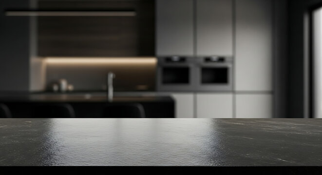 Product Display Mockup Background of a modern kitchen countertop with sleek appliances