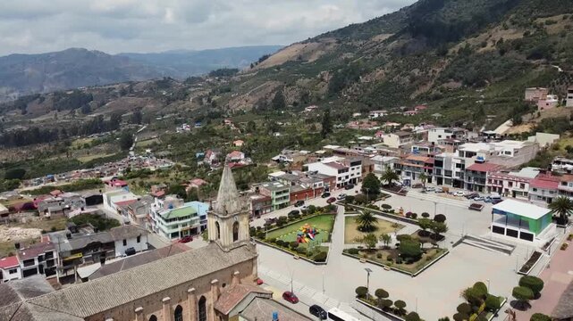 Nuevo Col&oacute;n, Boyac&aacute; - Colombia. March 6, 2026. Aerial drone view. The municipality has 5,538 inhabitants.