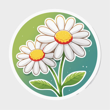 Cute Daisy Flowers Sticker Illustration