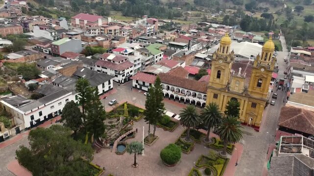 Jenesano, Boyaca - Colombia. March 6, 2026. Aerial drone view. It is one of the 123 municipalities in the department.