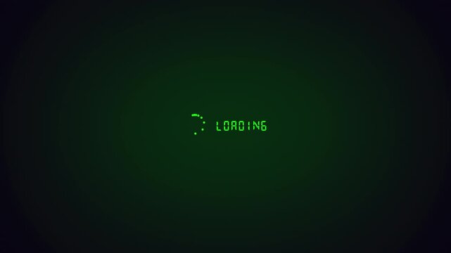 Loading screen on windows animation background with green colors. Load notification computer screen. 4K Infinite Loop.
