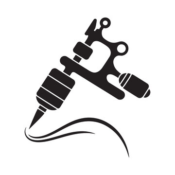tattoo machine silhouette with black and white design
