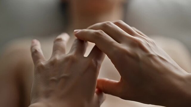 Delicate hands engaged in a soothing touch, symbolizing the profound benefits of human connection, therapeutic care, and mindful self-healing