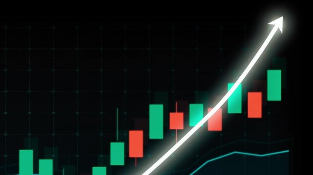 Business growth concept in allusive graph chart showing marketing sales profit increasing to future target . Excellent financial status of corporate business rise up . Finance and money 3D rendering .