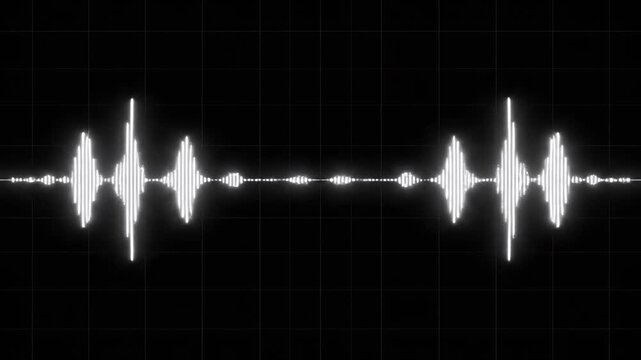 A futuristic sound wave pattern on a black background, conveying innovation and technology.
