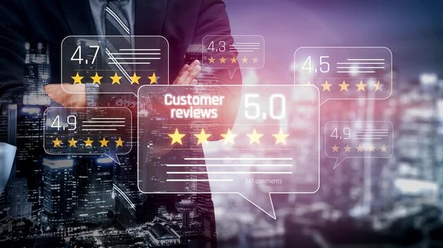 Customer centric review and rating system support product review, digital rating concept, and customer give good trust by visualizing people choice through stars and feedback content technology Marrow