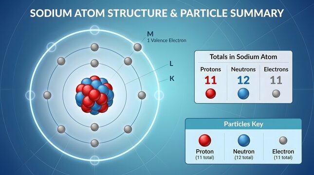 Detailed Scientific Sodium Atom Structure Diagram Illustrative Educational Graphic