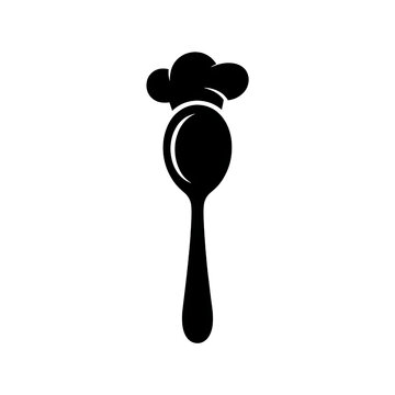 Professional Chef Hat and Spoon Silhouette: Culinary Icon for Restaurant Branding and Kitchen Decor Design