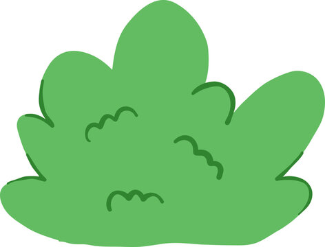 Hand Drawn Cute Cartoon Green Bushes Illustration