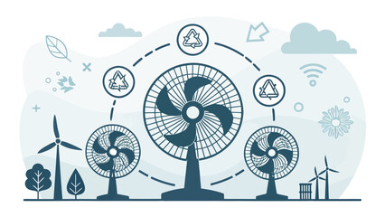 Fototapeta premium Eco friendly fans and wind turbines for sustainable energy solutions