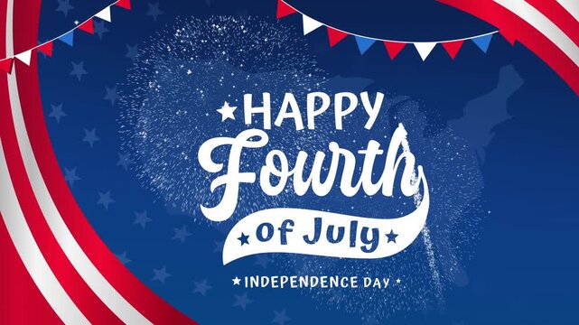 4th of july text celebrates independence day. Perfect for patriotic designs, social media posts, party invitations, and event promotions.