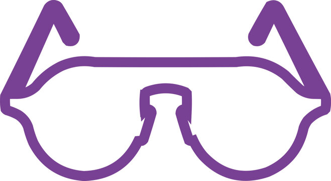 Eyeglasses feature a purple frame in this minimal icon.