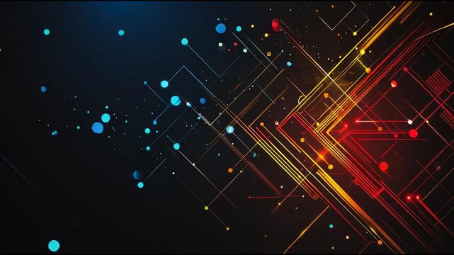 Abstract digital background electromagnetic wave background Innovation digital wave, information technology background and red luxury background with golden line decoration and curve light effect