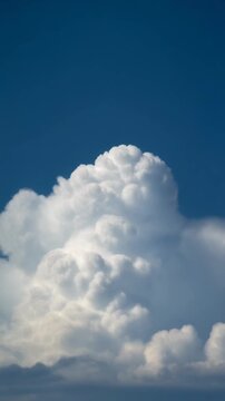 White Puffy Clouds in Deep Blue Sky Generative AI