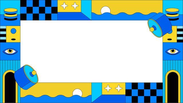 border retro pop art design with abstract object for element design