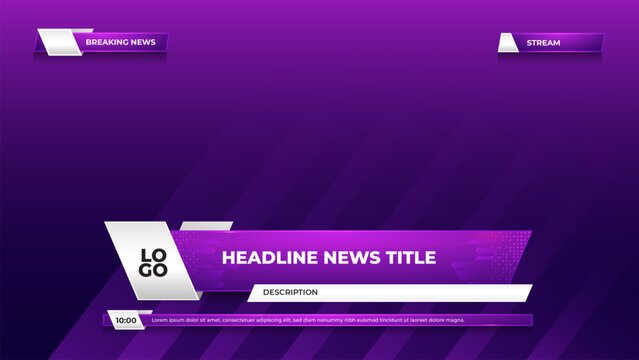 purple lower third with news kit for broadcast and television template