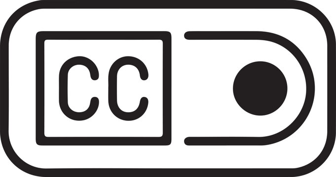 Closed captions icon and play button, concept of media and accessibility.