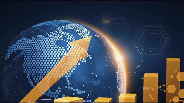 abstract business connection of line from nail node to node on world map background Innovation network points Earth's surface	