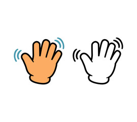 Obraz premium Cartoon Hand Icon Minimalist Hand Swinging Brown Colored Hand Coloring Art Simple Digital Design