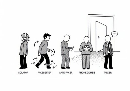 People social interaction types in air port during waiting 