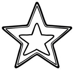 Obraz premium Black and white star illustration with outline design, multiple layers, graphic element, symbol