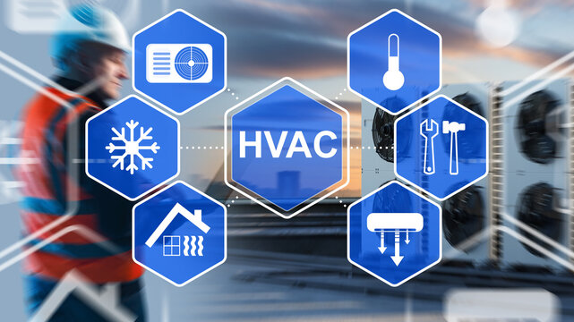 HVAC maintenance, climate control systems. Technician services industrial air conditioning units, monitoring temperature, cooling, ventilation and heating equipment performance.