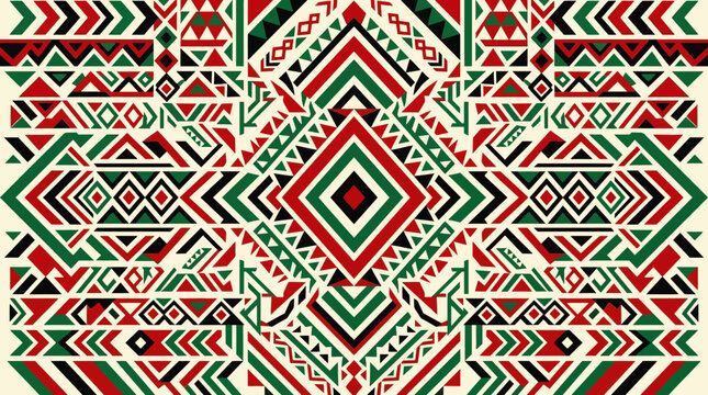 Vibrant geometric pattern with red green.
