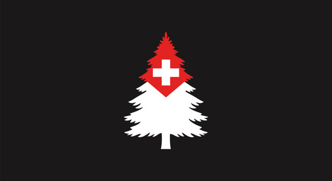 Flag of Switzerland with white cross.