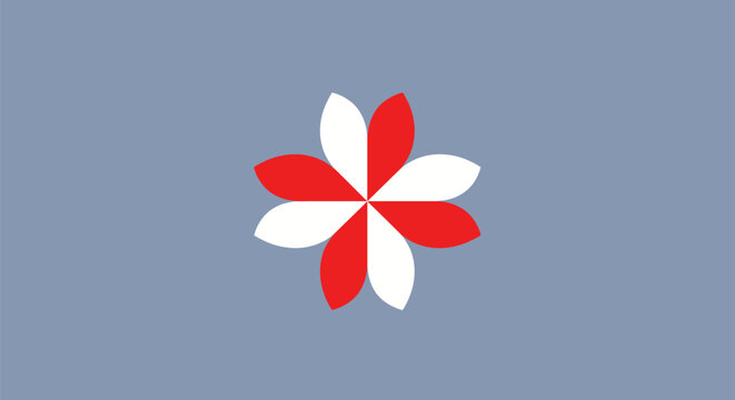 Red and white flower graphic design.