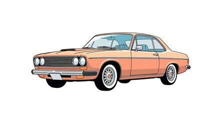 Fototapeta premium Vintage Orange Classic Car Model.