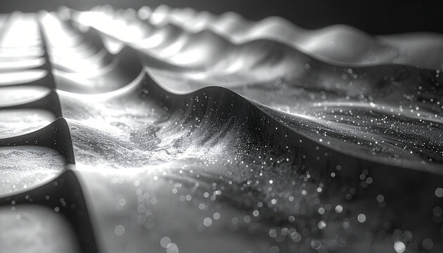 Textured Waves: An abstract study of undulating forms in shades of gray, the image evokes a sense of movement and texture with a play of light and shadow