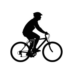 Naklejka premium Silhouette of a person riding a mountain bike on a white background.